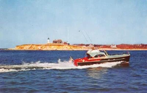 Postal vintage NOBSKA LIGHT Sport Cruiser, Cape Cod, MA Lighthouse c1950 - Imagen 1 de 2