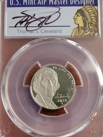 2021 S PR70DCAM FS PCGS Jefferson Nickel Thomas Cleveland Native Cover
