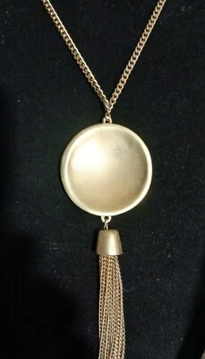 Nuevo Collar Largo Medallón Cristales Borde Circular 36"+ 3" Colgante Tono Dorado  Foto 1 de 3