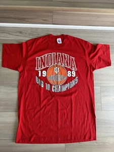 VINTAGE Indiana Hoosiers Shirt Men’s XL Red Single Stitch NCAA Logo 7 1989 - Picture 1 of 7