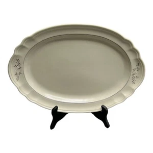 Pfaltzgraff Heirloom Oval Serving Floral Gray White Platter 14.50 Inch  Made US - Picture 1 of 12