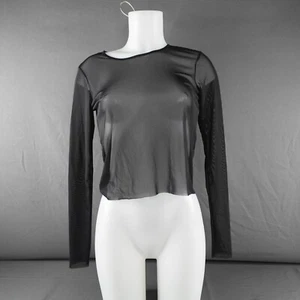 Full Tilt Women Top Medium Black Sheer Mesh Grunge Y2K Clubwear Layer Trendy Y2K - Picture 1 of 9
