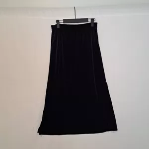 Vintage Basic Editions 90s Black Velvet Velour Witchy Midi Skirt Size Medium - Picture 1 of 5