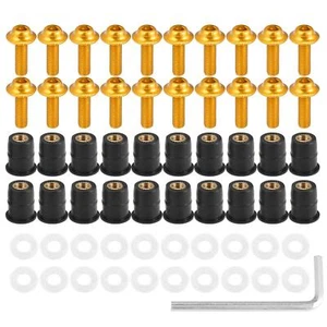 20pcs M5 5mm Moto Pare-Brise Vis Carénage Boulon Doré - Bild 1 von 7