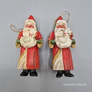 Vintage House Of Hatten Santa & Goose Christmas Ornament Holiday Decor Lot of 2 - Picture 1 of 10