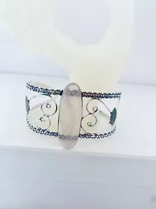 Brazalete Brazalete Cuarzo Rosa y Plateado 19cm Gemas Joyería - Imagen 1 de 4
