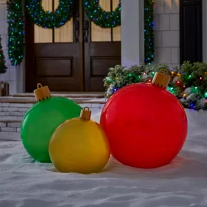 Home Accents Holiday 3-Piece Jumbo Inflatable Christmas Ornament Set Yard Decor - Picture 1 of 5