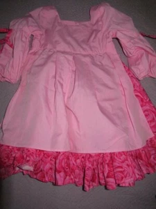 euc Handmade pink shabby floral apron dress girls ~5 free ship USA - Picture 1 of 3