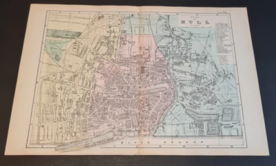 Large antique (1881) GW Bacon map - Plan of Hull - Image 1 of 4