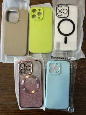 iPhone 13 Pro Case Lot Of 5 Brown Green Black Pink Blue - Image 1 of 4