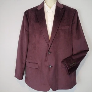 Ralph Lauren Chaps Suit Jacket Sport Coat Blazer velvet  Burgundy Maroon  44r - Picture 1 of 13