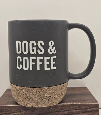 Grounds & Hounds "Dogs and Coffee" Black Stoneware Cork Bottom Coffee Mug - Image 1 of 4