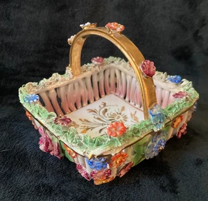 Vtg/ Italian Porcelain Trinket Dish Flower Basket..Koscherak Bros....KBNY - Picture 1 of 5