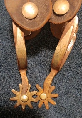 Crockett Spurs Silver Mounted Marked Under The Button On Both Spurs - Image 1 of 4