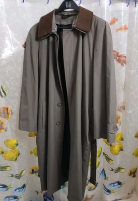 Trench coat Jos A Bank masculino 40R oliva cáqui algodão forrado com cinto isolamento - Imagem 1 de 4