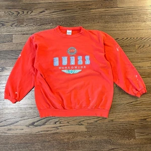 Vintage Distressed Guess Worldwide Sweatshirt Red 90s Pullover Crewneck Grunge - Picture 1 of 6