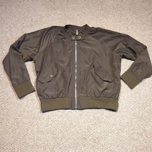 Free People Midnight Bomber Jacket Womens Large Green Full Zip Satin - Picture 1 of 9