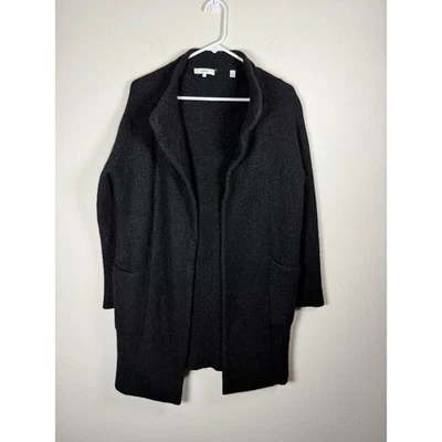 Cárdigan Suéter Largo Vince Negro Mezcla Lana Tejido Frente Abierto S Foto 1 de 4