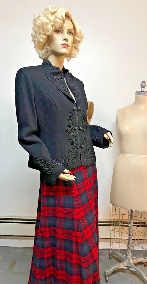 Jaqueta bordada RARA PRETA vintage J Peterman tirolesa pergaminho tamanho 6 busto 36 - Imagem 1 de 4