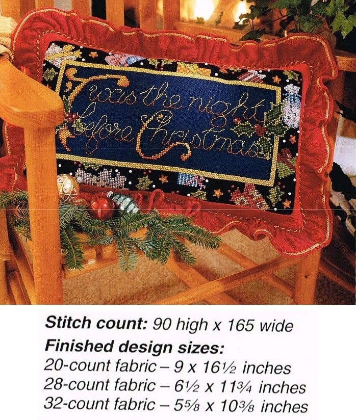 NIGHT BEFORE CHRISTMAS PILLOW   MARY ENGELBREIT  CROSS STITCH PATTERN ONLY - Image 1 of 1