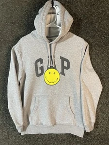 GAP Smiley Sweatshirt Womens Size Medium Hoodie Gray - Picture 1 of 9
