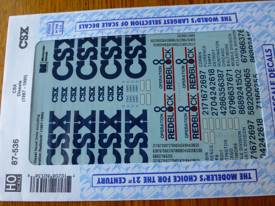 Calcomanía a microescala HO #87-536 CSX diésel incl. funcionamiento Redblock Foto 1 de 1