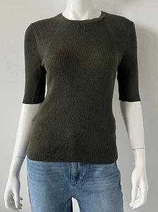 Closed Short Sleeve Ribbed Top Green Cotton Size Small - Picture 1 of 4