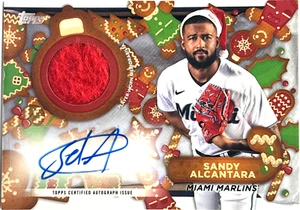 2022 Topps Holiday - Sandy Alcantara - Holiday Relic Autograph - Marlins - Picture 1 of 2
