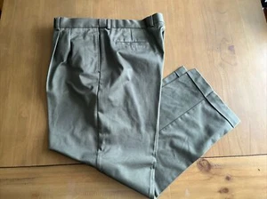 Joseph & Feiss Olive Pleated Cuffed Cotton Chinos Mens Dress Pants Sz 40x30 - Picture 1 of 3