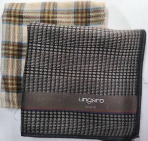 LOT OF 2 HANDKERCHIEF VINTAGE CLASSIC PATTERNED COTTON POCKET SQUARE HANKY - Picture 1 of 3