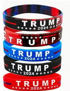 *NUEVO* JUEGO DE 5 PULSERAS PULSERAS DE SILICONA TRUMP 2024 ~ LLEVAR AMÉRICA DE VUELTA - Imagen 1 de 4