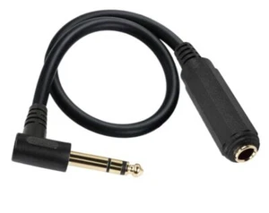 6.35mm 1/4 Inch TRS Angled Male to 6.35mm Female Audio Extension Cable 0.5m - Picture 1 of 6