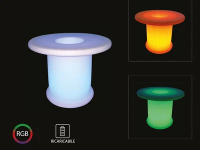 Tavolo Cafe da Bar Coffee Table Con Lampada Luce Led RGBW Ricaricabile Telecoman - Immagine 1 di 2