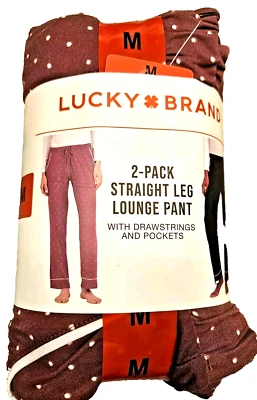 LUCKY 2pk Straight Leg Knit Stretch Lounge PJ Pants Pocket Relaxed Size Medium  - Image 1 of 3