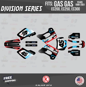 Graphics Kit for GasGas  EC200 EC250 EC300 (1996-2001) Division Series - Red - Picture 1 of 6