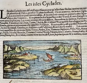 CICLADI 1568 SEBASTIAN MUNSTER ANTICA MAPPA INCISA 16 ° SECOLO - Foto 1 di 3