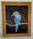 Listed A Elizabeth Stark American Framed Oil Painting Bird Lilac Breasted Roller