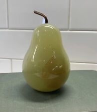 Marble Green Pear W/ Copper Stem ~ Fruit Figurine Paperweight