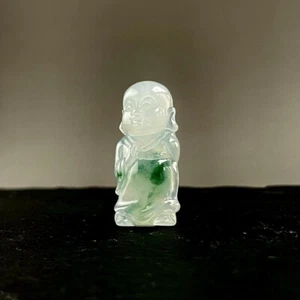 【KATHY JADE】Icy Translucent Floral Little Monk Jadeite Jade Pendant《GradeA》 - Picture 1 of 5