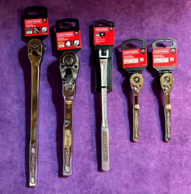 CRAFTSMAN (5) - 3/8 RATCHET, 1/2 RATCHET, 3/8 BREAKER BAR, (2) 1/4 RATCHET - NEW - Image 1 of 4