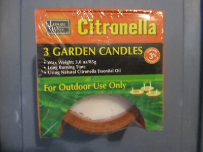 Leisure Ways Citronella Garden Candles 3Pk Long Burning 3oz NEW IN SEALED PACK - Image 1 of 4