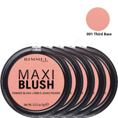 RIMMEL Maxi Blush Face Compact Pressed Powder 9g - 001 Third Base *PACK OF 5* - Image 1 of 4