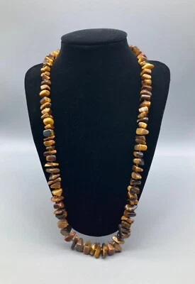 Halbedelstein-Kette Tigerauge Nuggets HSE24 / QVC Verschluss Goldfarben - Bild 1 von 4