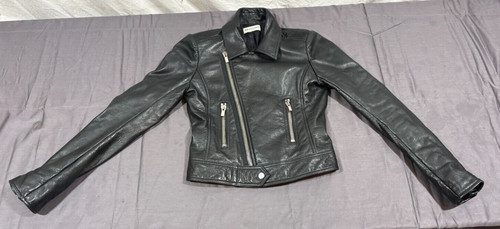 Giacca moto donna BALENCIAGA Paris morbida pelle nera taglia 38 ECCELLENTE