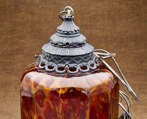 Mid Century Modern Amber Glass Hanging Swag Lamp - Picture 1 of 5