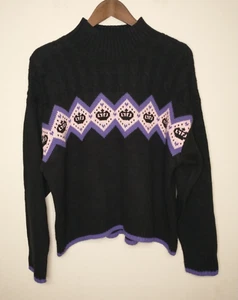 Juicy By Juicy Couture Sweater Mock Neck Long Sleeve Sweatshirt Black Purple XXL - Picture 1 of 10