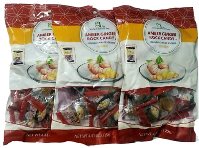 3-Pack Amber Ginger Rock Candy  With All Natural Ginger 4.41 oz each - Image 1 of 2