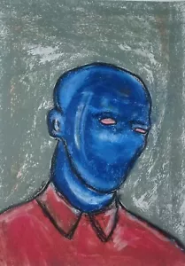 Abstract Portrait Gemälde Papier A4 Ölpastell Kunst, Oil Pastel Art On Paper A4 - Bild 1 von 2