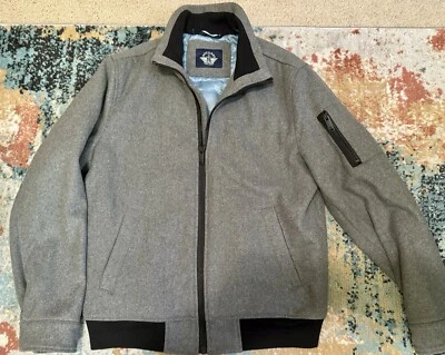 Dockers Mens Ron Wool Blend Bomber Jacket, Quilt Lining, Grey, Medium - Image 1 of 4