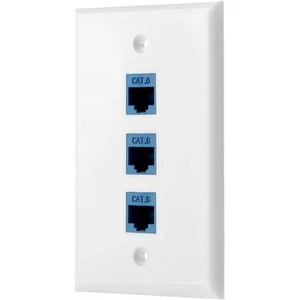 1 Plaque Murale Ethernet à 3 Ports, Plaque Murale RJ45 avec Insert de Coupl8911 - Photo 1/7